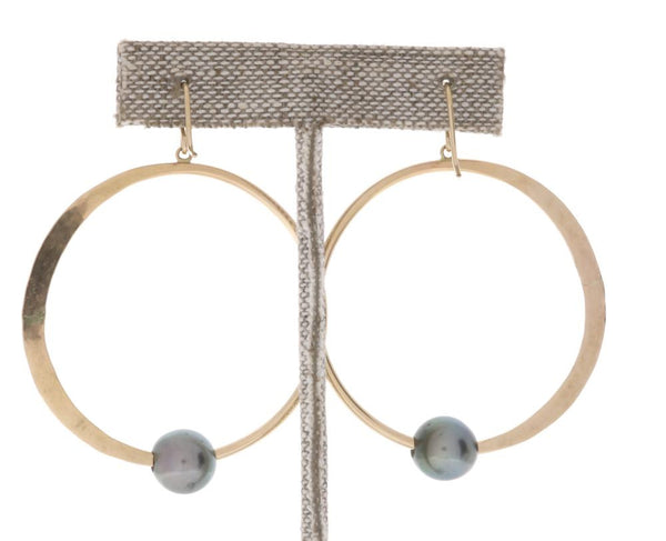 Tahitian Pearl Crescent Moon Hoops