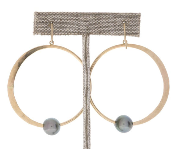 Tahitian Pearl Crescent Moon Hoops