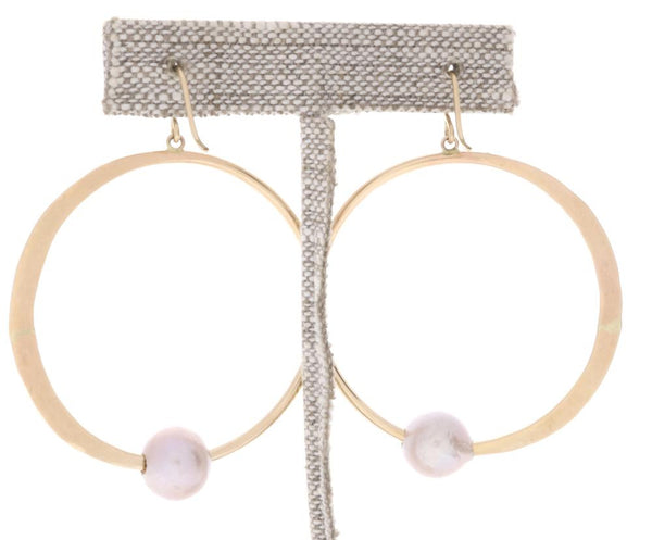 Pink Pearl Crescent Moon Hoops