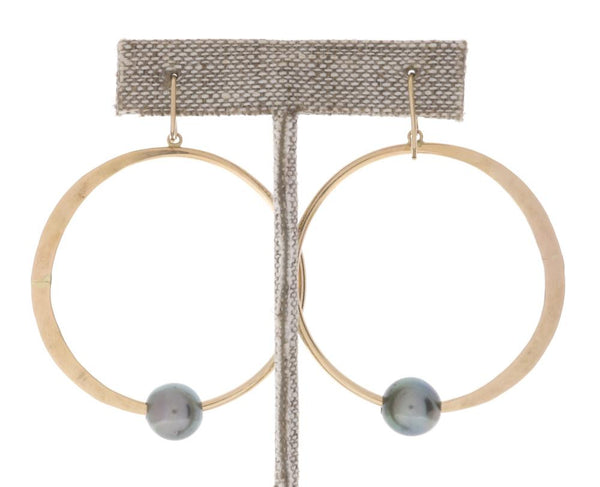 Tahitian Pearl Crescent Moon Hoops