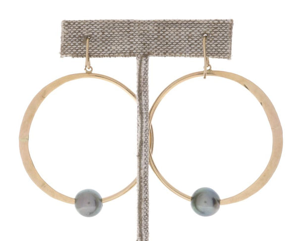 Tahitian Pearl Crescent Moon Hoops