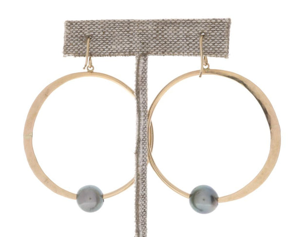 Tahitian Pearl Crescent Moon Hoops