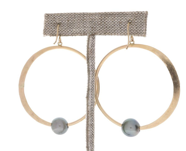 Tahitian Pearl Crescent Moon Hoops