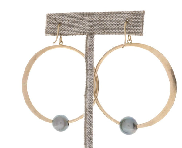 Tahitian Pearl Crescent Moon Hoops