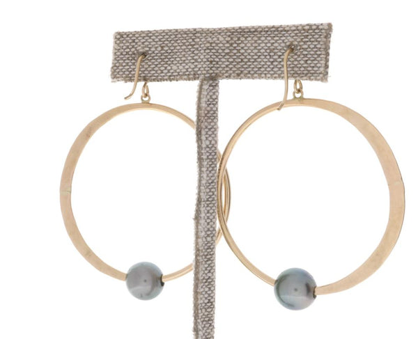 Tahitian Pearl Crescent Moon Hoops