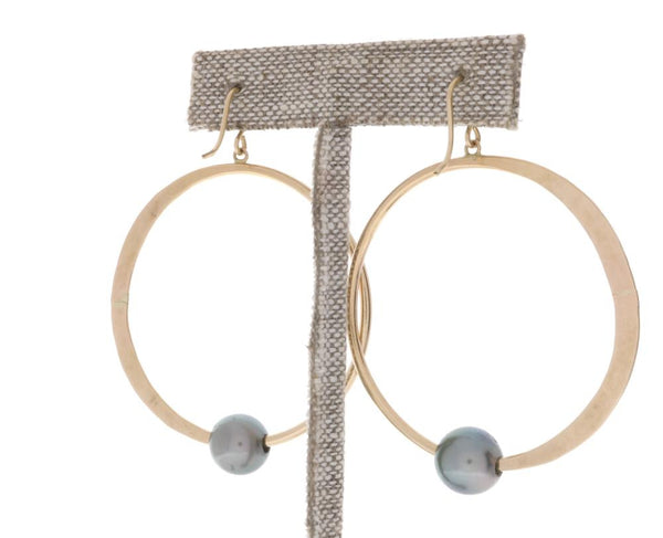Tahitian Pearl Crescent Moon Hoops
