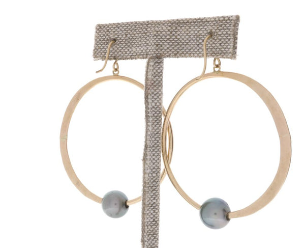 Tahitian Pearl Crescent Moon Hoops