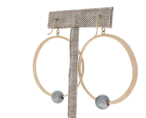 Tahitian Pearl Crescent Moon Hoops