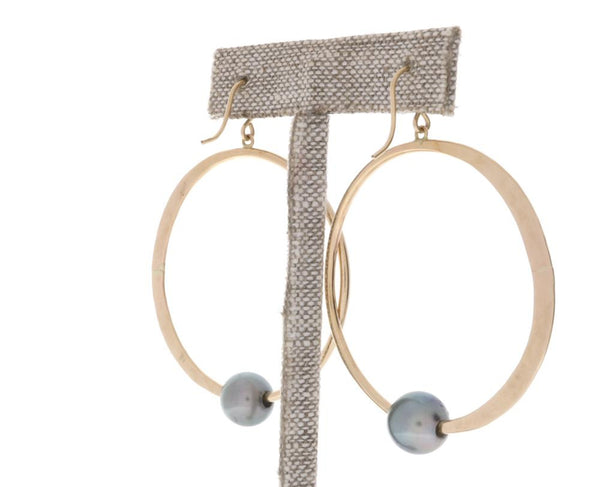 Tahitian Pearl Crescent Moon Hoops