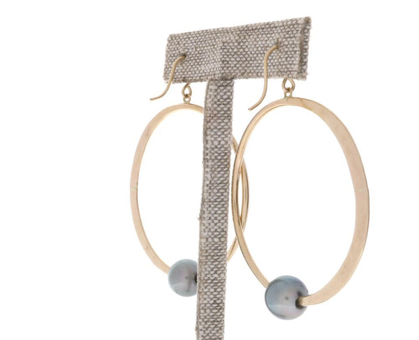 Tahitian Pearl Crescent Moon Hoops