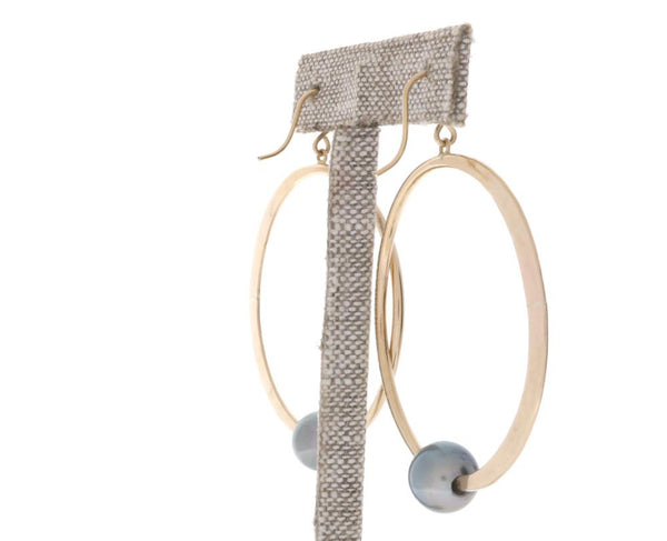 Tahitian Pearl Crescent Moon Hoops