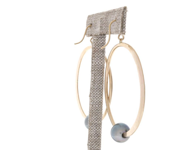 Tahitian Pearl Crescent Moon Hoops