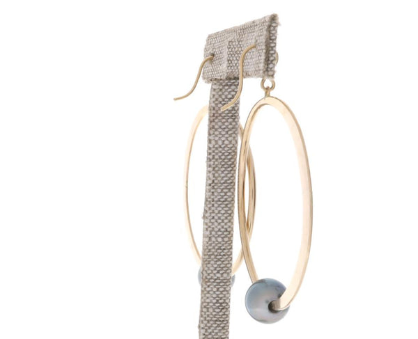 Tahitian Pearl Crescent Moon Hoops
