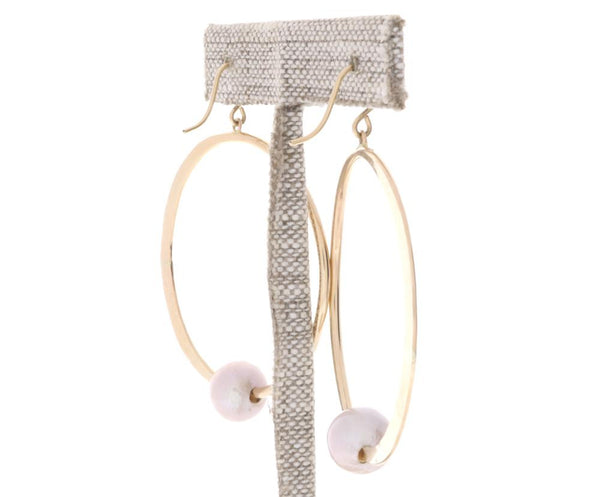 Pink Pearl Crescent Moon Hoops