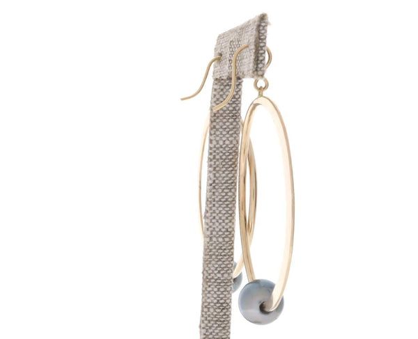 Tahitian Pearl Crescent Moon Hoops