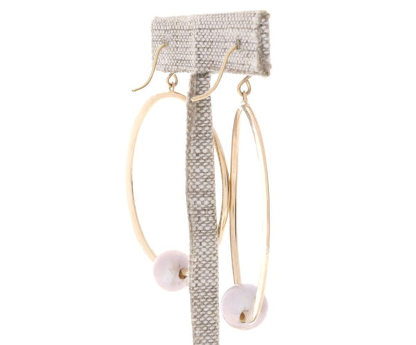 Pink Pearl Crescent Moon Hoops