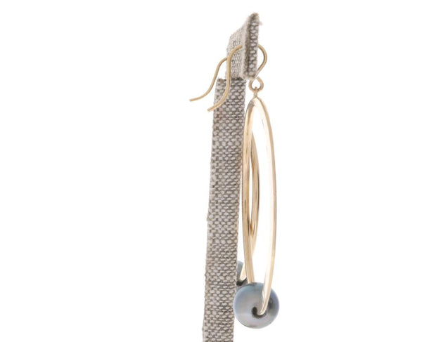 Tahitian Pearl Crescent Moon Hoops