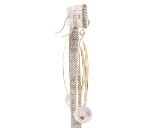 Pink Pearl Crescent Moon Hoops
