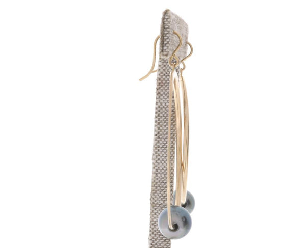 Tahitian Pearl Crescent Moon Hoops