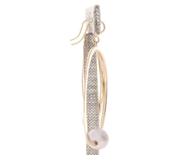 Pink Pearl Crescent Moon Hoops