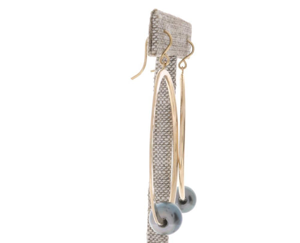 Tahitian Pearl Crescent Moon Hoops