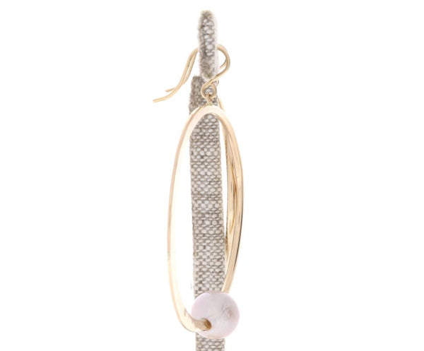 Pink Pearl Crescent Moon Hoops