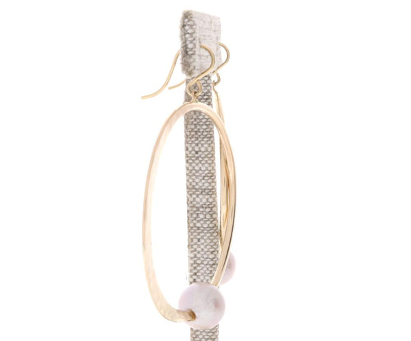 Pink Pearl Crescent Moon Hoops