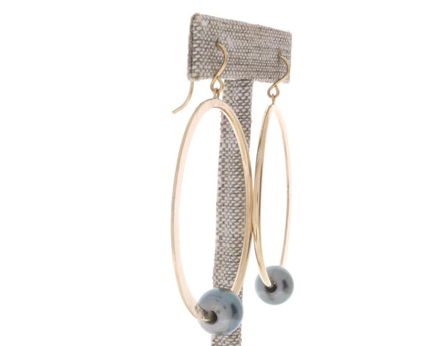 Tahitian Pearl Crescent Moon Hoops