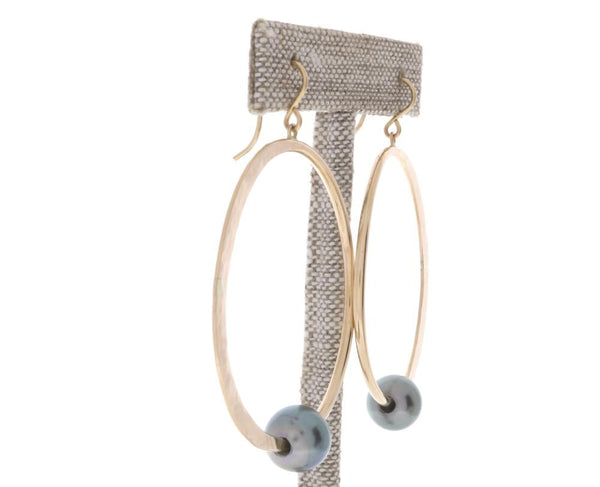 Tahitian Pearl Crescent Moon Hoops