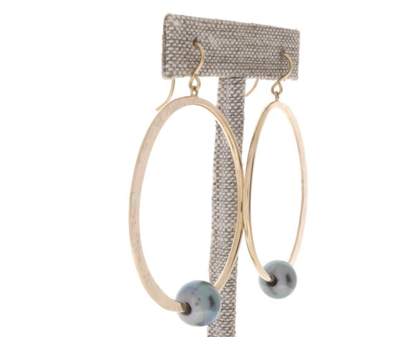 Tahitian Pearl Crescent Moon Hoops