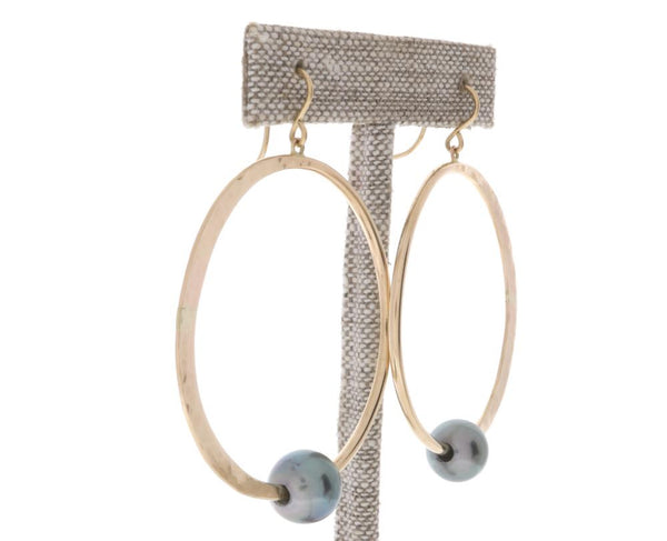Tahitian Pearl Crescent Moon Hoops