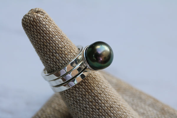 Tahitian Pearl 3 Stacking Rings