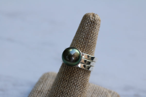 Tahitian Pearl 3 Stacking Rings