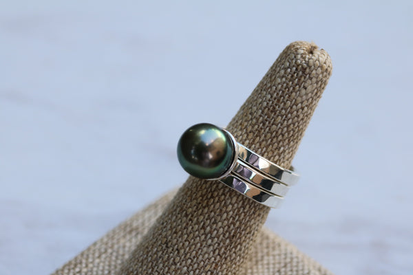 Tahitian Pearl 3 Stacking Rings