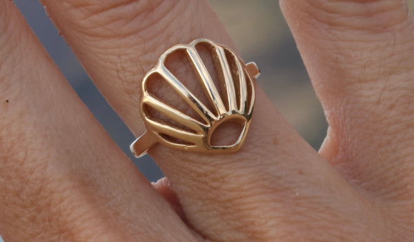 Gold Shell Ring in 14k