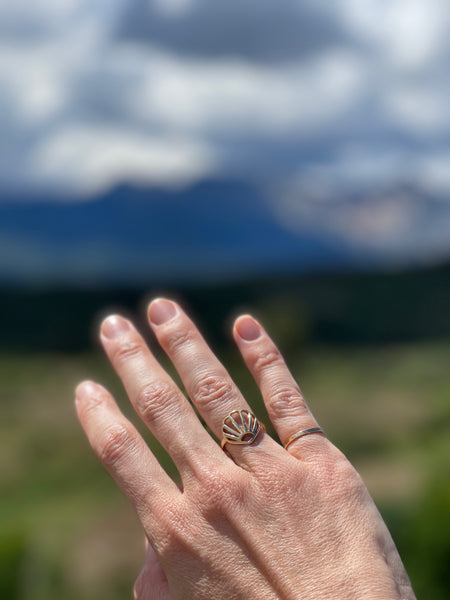 Gold Shell Ring in 14k