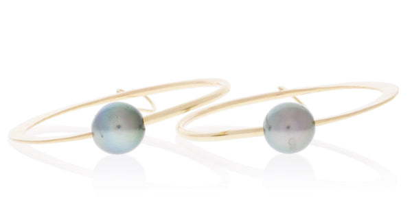 Tahitian Pearl Crescent Moon Hoops