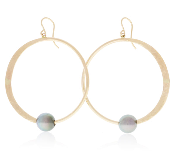 Tahitian Pearl Crescent Moon Hoops