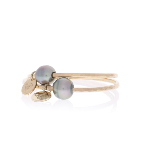 Thick Gold Tahitian Pearl Baby Bangle