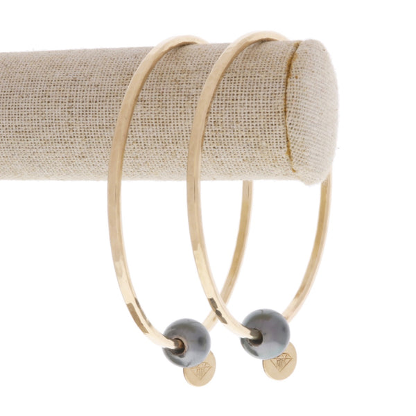 Thick Pearl Bangle in Gold