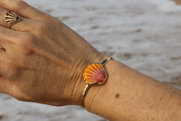 Sunrise Shell Cuff Bracelet in Gold