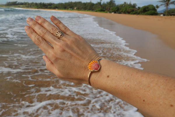 Sunrise Shell Cuff Bracelet in Gold