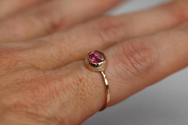 Gold Pink Tourmaline Ring