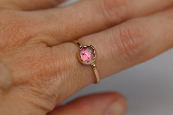 Gold Pink Tourmaline Ring