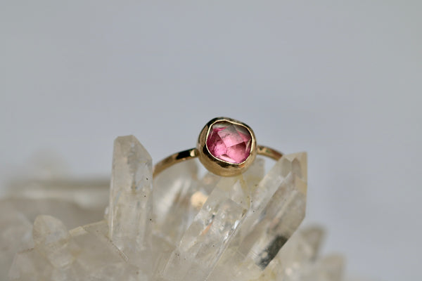 Gold Pink Tourmaline Ring