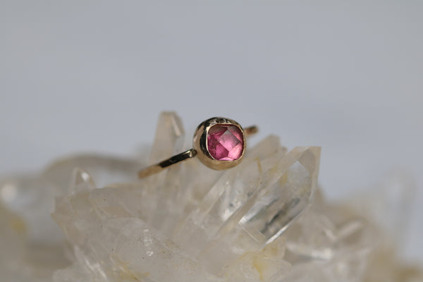 Gold Pink Tourmaline Ring