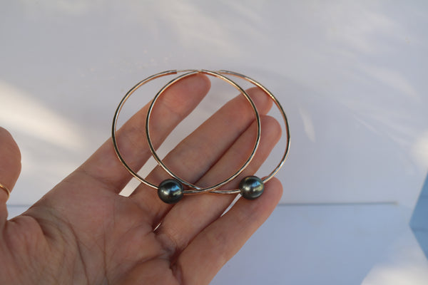 Tahitian Pearl Hoop Earring