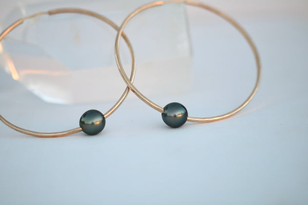 Tahitian Pearl Hoop Earring