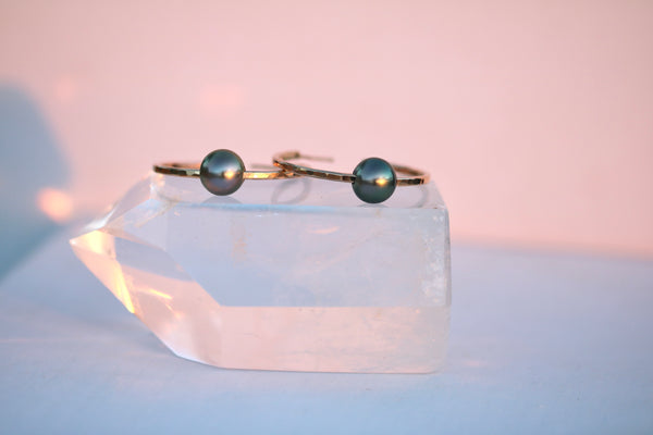 Tahitian Pearl Hoop Earrings