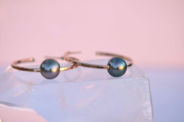 Tahitian Pearl Hoop Earrings